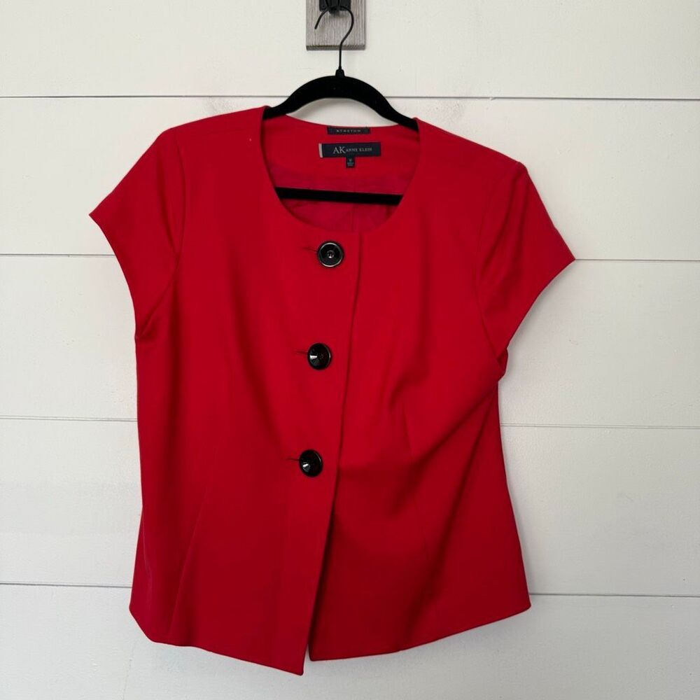 Anne Klein Women’s 12 Red Stretchy Short Sleeve Blazer Jacket